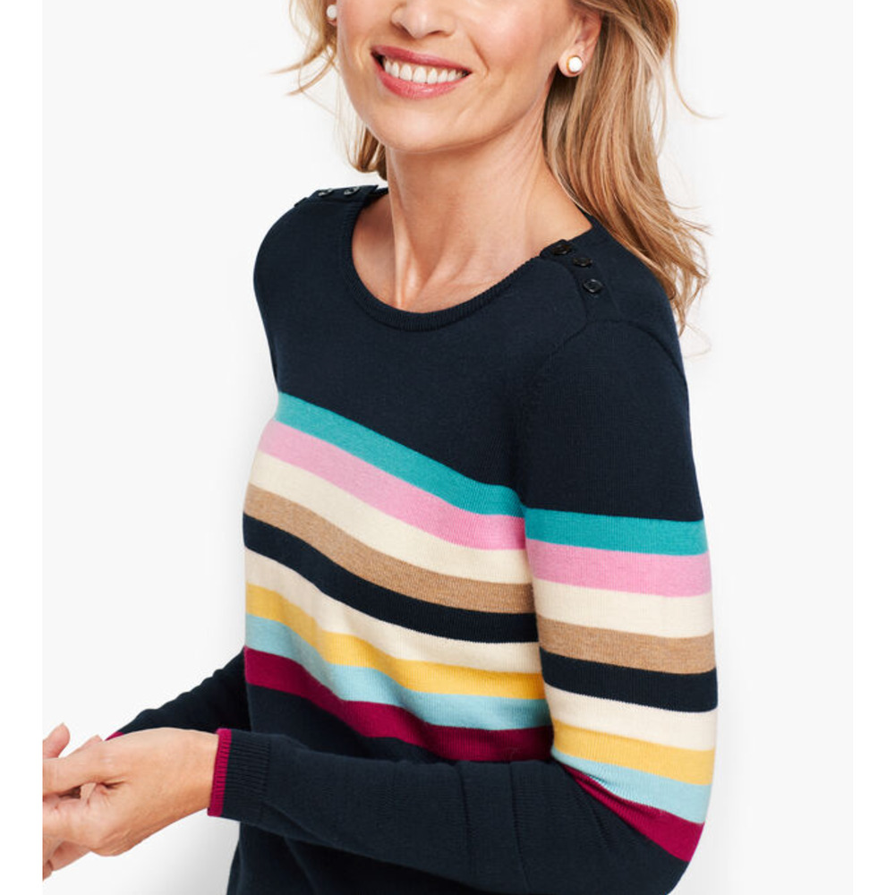 Talbots Striped Sweater Womens SMALL Multicolor Pullover Preppy Office Twee - Picture 2 of 10
